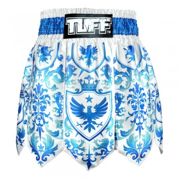 TUFF Шорты Тайский Бокс Гладиатор "Gladiator Blue-White Classic Victorian Pattern" Бело-Синий